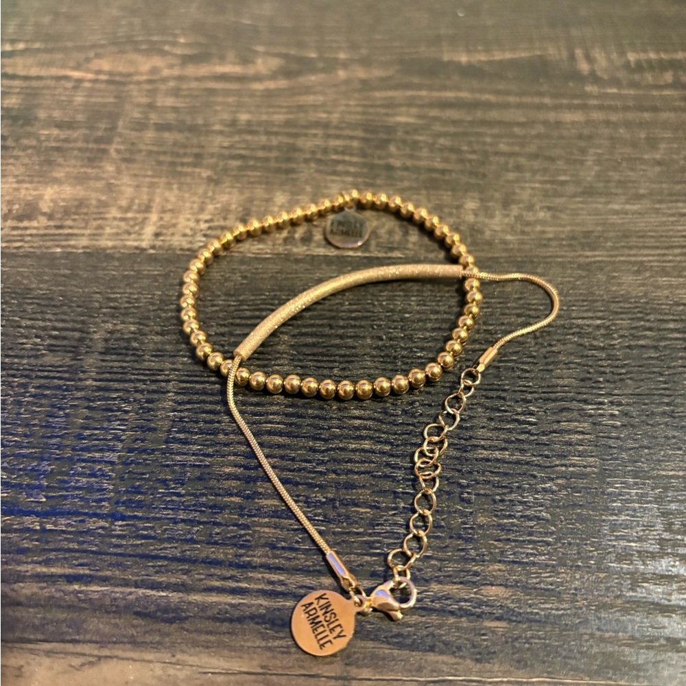 Kinsley Armelle Gold Beaded Bracelet Duo